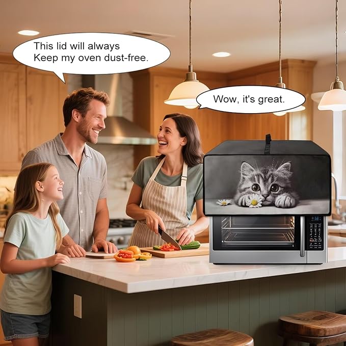 Kitten Daisy Print Toaster Oven Stain-resistant Cover for Kitchen Counter Decor, Heavy Duty Heat-resistant Microwave Oven Cover, Washable (Medium-16.1 * 19.71 * 10 inches)