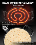 18.5" Ethiopian Injera Maker Mitad (Mogogo) Electric Griddle Adjustable Temperature & Time, Non-Stick Surface, Even Heating, Maker Norwegian Lefse, Swedish Pancake, Indian Dosa & Flatbreads