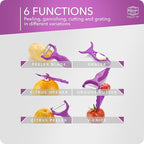 Börner Vegetable Peeler (6-in-1) • Garnishing Peeler with Grater • Multifunctional Peeler for Fruits & Vegetables • Fruit Peeler, Universal Peeler, Potato Peeler • Color: Purple