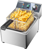 WaterElfo Electric Deep Fryer Commercial Deep Fryer With Basket 1800W Pounds Troperature Control and Timer Large capacity fryers for home use outdoor (9L 1800W)