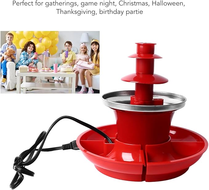 3 Layer Chocolate Fountain Detachable Plate, Multifunctional Fondue for BBQ Sauces, Mexican Cheese, Liquor Fountain with Large Capacity 7 oz, Simple Installation and