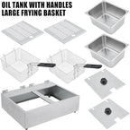 Commercial Electric Deep Fryer, 6L x 2 Dual Tank Stainless Steel Deep Fryer with Frying Basket & Lid, Countertop Fryer for Home Kitchen and Restaurant, 3600W, 110V