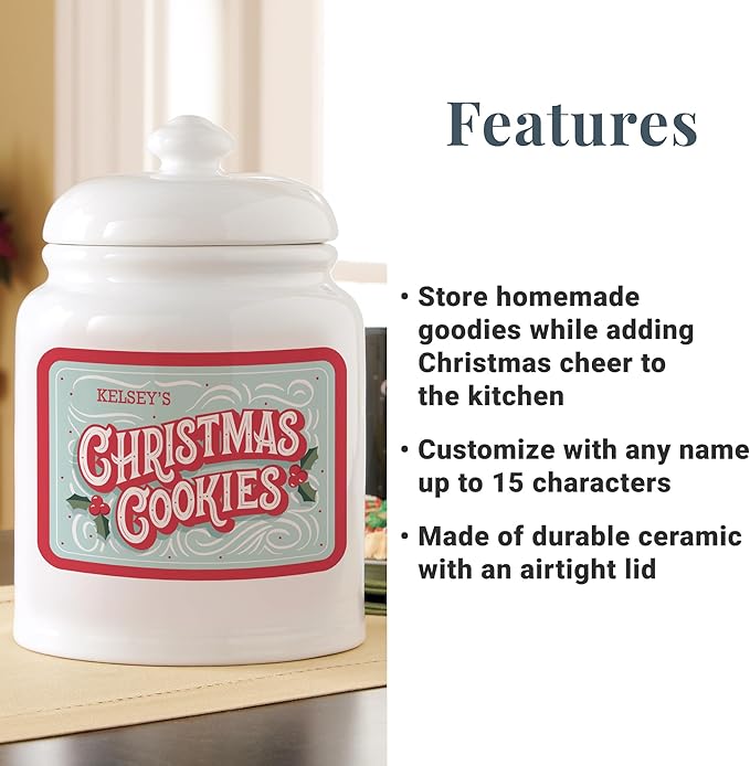 Let's Make Memories Personalized Christmas Cookie Jar - For Her - Kitchen Christmas Décor