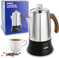 APOXCON Electric Coffee Percolator Stainless Steel Coffee Maker with Tough Glass Clear Brew Progress Knob & On/OFF Switch Keep Warm Cordless Serve for Home and Hotel Room Use Gift Box Packaging 6 Cup
