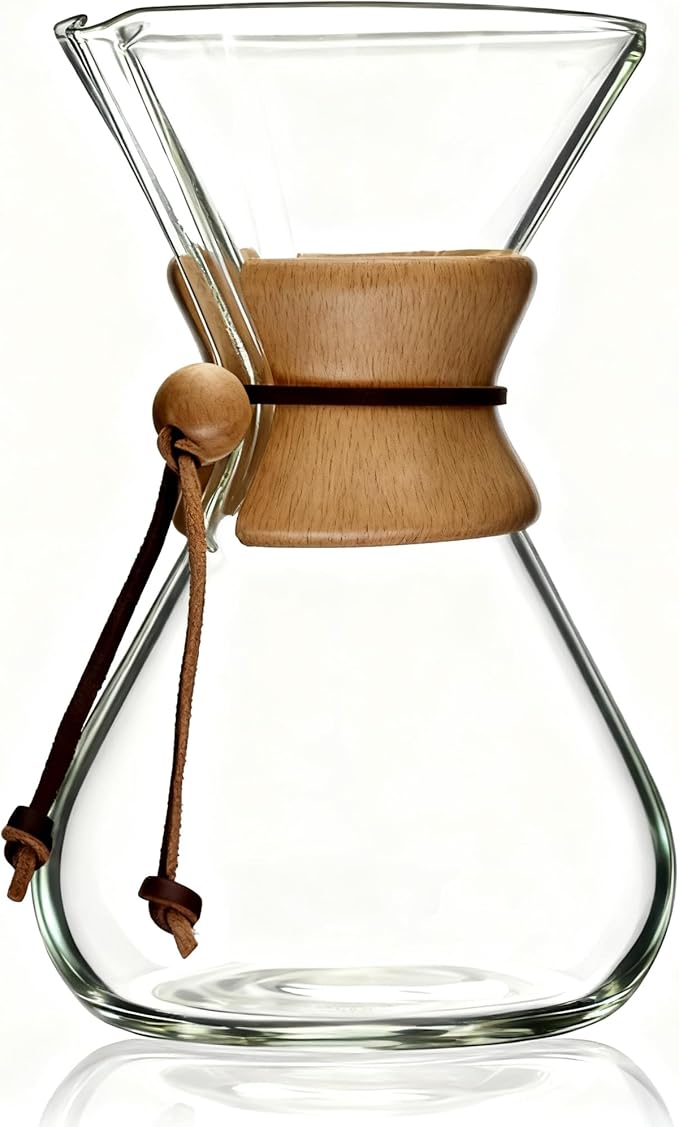 AGOGO Pour Over Coffee Maker Glass - Barista Kit with 304 Stainless Filter for Home, Office, Camping, Cafes - Easy Clean Coffee Dripper Set (Soft Towel&Brush) (40oz Classic w/SS Filter)
