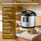 12 L/12.8 QT Commercial Pressure Cooker, 10-in-1 Pressure Cooker with Non-Stick Pot, 1400W Electric Pressure Pot with LCD Display, Slow Cook, Keep Warm, 24H Timer for 18-28 People Use