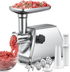 AIRMSEN Electric Meat Grinder & Mincer – Heavy Duty Professional Stainless Steel Sausage Maker & Stuffer with 3 Plates, 2 Stainless Blades & Kubbe Kit – Fast, Quiet, Easy to Clean for Home Kitchen Use