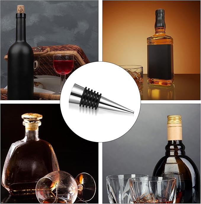 20 Pcs Wine Bottle Stopper Set Kit, Metal Cork Bottle Stoppers, Resin Wine Bottle Stoppers Molds Set Accessories, Wine Stopper for Silicone Molds Epoxy Resin, Silver