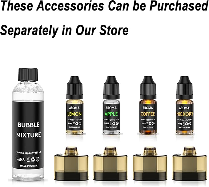 Cocktail Bubble Smoke Gun Accessories, 10ml, Includes 4 Contains, 4 Aromatic Flavor Oils, Apple Flavor