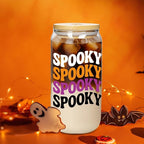 ANOTION Halloween Cups, 18oz Ghost Pumpkin Iced Coffee Mason Jar Mugs, Glass Tumbler with Lids Straws Gift Bags, Boo Basket Stuffers, Halloween Party Home Decorations & Gifts for Women Adults Kids