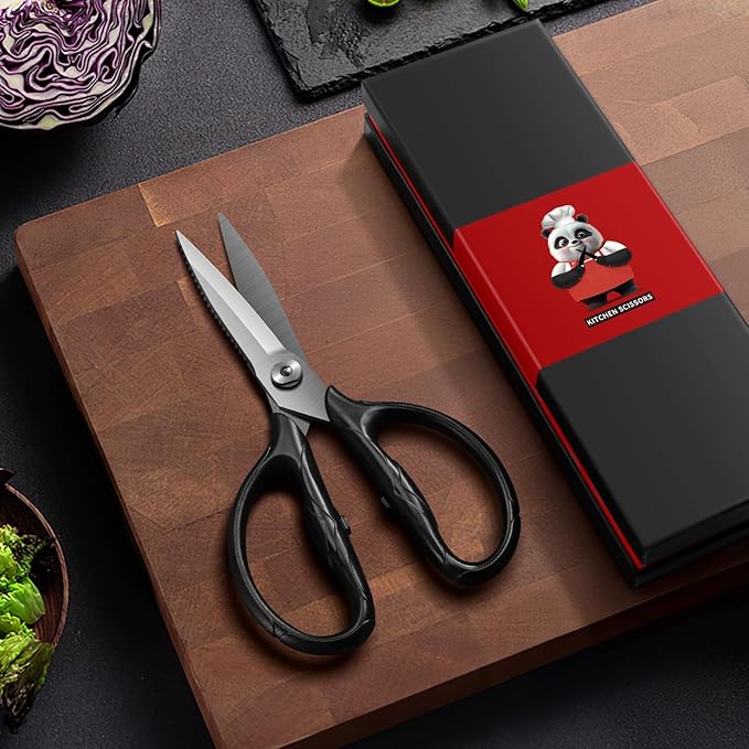 SHAN ZU 8.4" Titanium Heavy Duty Kitchen Scissors - Japanese 5Cr15MoV Stainless Steel Shears, All Purpose Detachable Shears for Meat/Herbs/Poultry, Dishwasher Safe, Gift Box Included (Black)