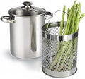 Asparagus Pot Stainless Steel Steamer Cooker with Basket and Lid Pasta 16cm 4L