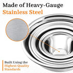 Mixing Bowls, 5Pcs Stainless Steel Mixing Bowl Set, Utensils for the Kitchen, Multifunctional, Stackable, Dishwasher Safe, 3.75L / 3.25L / 2.5L / 2L / 1.3L (Without)