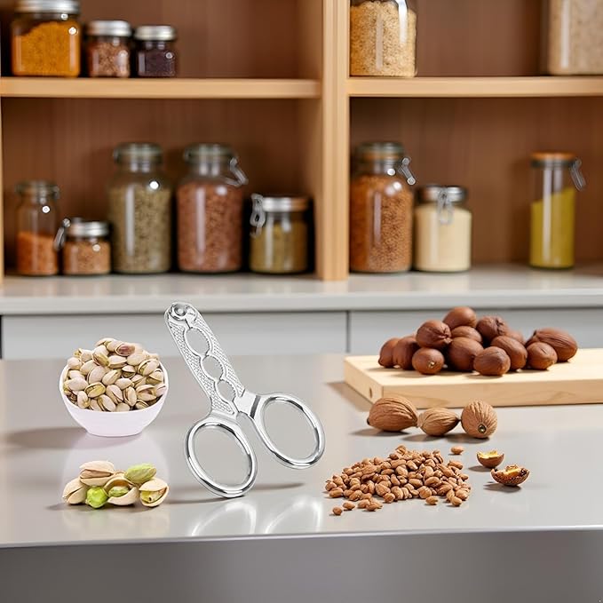 2Pcs Nut Crackers Nuts Pistachio Sheller Opener Kitchen Tools Stainless Steel Nutcracker Multi-Function Walnut Pine Sheller Opener Specialty Gadgets
