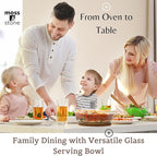 Moss & Stone 6-Piece Clear Glass Casserole Dishes for Oven With Lids, Durable Tempered Borosilicate Glass Bakeware Set, Microwave Safe, 3 Round Sizes for Cooking, Serving & Storage