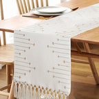 FEXIA Boho Table Runner with Tassels 72 Inches Long for Home Decor Room Decor Farmhouse Rustic Macrame Table Runners for Dining Bedroom Bridal Shower(12x72 Inches)