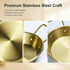 Pie pans Quirche Dishes Stainless Steel Set of 4, Specialty Gratins Pots and Pans Cookware, Au Gratin Baking Dish with Handles, 27 Oz, for Oven Roasting, Individual portion, Gold 8.3 Inch