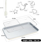 7PCS Ceramic-Coated Baking Sheet Set - 10x15in Jelly Roll Pan Non-Stick Cookie Sheet with Wire Rack, Silicone Spatula & 4 Cookie Cutters, PFAS Free, Oven Safe (550°F), Sunshine Cream