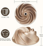 KITESSENSU Non-Stick Cake Pan, 9.5-Inch Aluminum Cake Mold, 8 Cup Fluted Heavy Duty Tube Pan, Durable Rust & Scratch-Resistant, Baking Mold for Jello, Gelatin, Chocoflan, Flan, Marissa, Gold