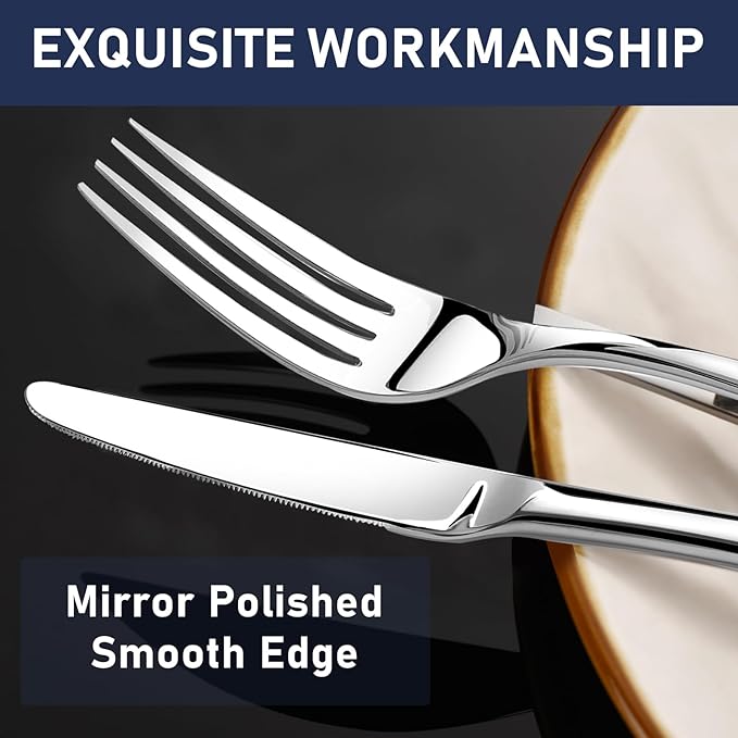 STILLOYE Heavy Duty Silverware Set for 6, 30 Piece Premium Stainless Steel Flatware Utensils Cutlery Set Including Steak Knife Fork and Spoon, Dishwasher Safe, Gift Package for Wedding Housewarming