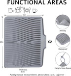 TIKNIK Silicone Dish Drying Mat, Stone Drying Mat for Kitchen Counter with Built-In Drain, Non-Slip Drain Pad with Built-in Drain, Heat Resistant Stone Drying Mat, Hangable, Grey-2pcs, 20" x 15"