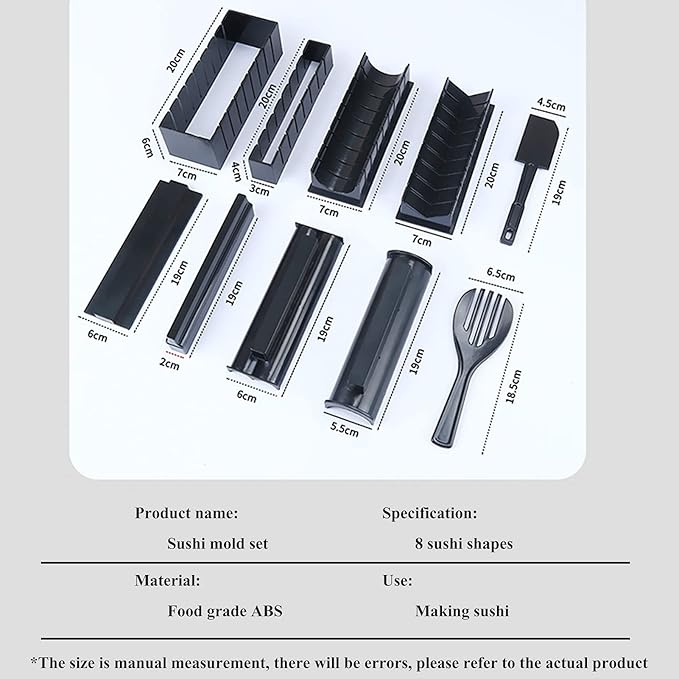 Sushi Making Set, 10 Pcs Sushi Maker Set, Sushi Molds Press with Sushi Rice Mold Shapes, Sushi Maker Roller Set, Sushi Set for Beginners, DIY Home Onigiri Mold Sushi Tool Setchen Accessories