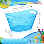 meekoo 6 Pcs Plastic Ice Buckets Bulk with Handles 4.5L Oval Storage Tub Large Capacity Ice Drink Bucket for Party Bar Wine Beer Champagne Beverage Bottle Cooler (4.5 L,Blue)