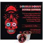 Double Donut Coffee High Caffeine Coffee Pods, Extra Strong Double Caffeine Dark Roast Coffee, Compatible with Keurig K Cups Brewers 72 Count