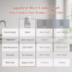 Japanese Rice Cooker Net Sushi Rice Net Mesh Polyester Napkin Reusable Made in Japan (M Size (30"x30")) White