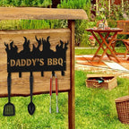 Personalized BBQ Cooking Utensils Wall Hooks Rack for Dad Custom Grilling Tool Organizer Barbecue Tool Metal Storage Holders Grill Cutlery Hanger Father's Day Utensils Hanging Hooks (Style 1)