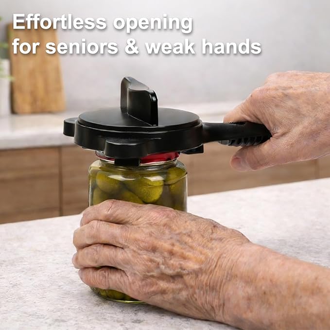 Jar Opener for Seniors, 4-in-1 Adjustable Lid Opener with Non-Slip Grip, Includes Magnetic Hook & Rubber Gripper, Suitable for Jars, Bottles and Beer Caps, Perfect for Arthritis and Weak Hands