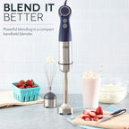 Dash Chef Series Immersion Hand Blender, 5 Speed Stick Blender with Stainless Steel Blades, Whisk Attachment and Recipe Guide – Midnight