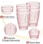 CREATIVELAND Drinking Glasses,Water Drinking Glass (Pink, 15.5)