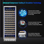 ORYMUSE Freestanding 180 Bottle Wine Fridge - 24" Built-in Cooler with Upgraded Compressor Cooling and Intelligent Temperature Memory, Large Capacity Refrigerator