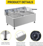 23.2 QT/22 L Commercial-Grade 3400W Deep Fryer，2 Extra-Thick Baskets with 304 Stainless Steel, Electric Fryer Splash Guard Lid & Adjustable Thermostat for Restaurant, Catering, Home Kitchen