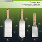 Stainless Steel Metal Spatula Set - Teppaniyaki Spatulas - Griddle Scraper Flat Spatula Pancake Flipper Hamburger Turner - Metal Utensil great for BBQ Grill Flat Top Cast Iron Griddle Accessories