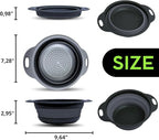 Small Food Strainer for Kitchen - Black Silicone Colander with Handle for Spaghetti and Pasta Multifunctional Colander for Camping