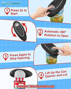 One Touch Electric Can Opener Fits All Can Sizes for Seniors with Arthritis, Battery Operated Can Opener with Smooth Edge, Food Safe Kitchen Gadgets Automatic Can Opener for Kitchen