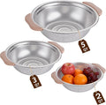 Colander Set with Plastic Handles, Stainless Steel Micro-Perforated Colanders Strainers for Draining Rinsing Washing, Ideal for Pasta Vegetables Fruits, Heavy Duty & Dishwasher Safe