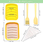 2 Pcs Silicone Sausage Mold with a Set of Silicone Brush Spatula and 25x Pastry Bags,Non-Stick Hot Dog Bun Pan,DIY Handmade Ham Sausage,Hot Dogs Baking Mold for Children's Food with Lid(Yellow/2)