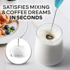 Zulay Kitchen Powerful Milk Frother Wand With 4 AA Duracell Batteries - Ultra Fast Handheld Drink Mixer - Electric Whisk Foam Maker for Coffee, Lattes, Cappuccino, Matcha & Creamer - Marine