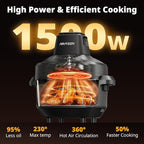 AIRMSEN Potable Glass Air Fryer Non-Toxic, 4.8QT & 1.3QT, 4 Presets & Manual Control, 140–450℉ Precise Heat, 95% Less Oil, Auto-Pause & Resume, Microwave & Dishwasher Safe