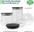 Urban Green Glass Jars with Black Lids, Glass Food Storage Canister with black lids, Pantry Flour Jars, Large Size Food Storage Containers set (2 Sets of 100oz)