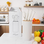 Small Knife Block Set, Modern Kitchen Knife Scissors with Universal Round Holder, Home Apartment New Kitchen Essentials, Space Saving, Dishwasher Safe(Vanilla White, 5PCS)