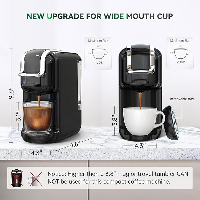 Multi-Capsule Coffee Maker, Hot/Cold Coffee Maker, Milk, ESE Pod Ground Coffee, Cafeteria, 19 Bar, 5 in 1 (Color : H2B M1A Tray WH, Size : CHINA_UK)