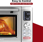 TomaChef Air Fryer Toaster Oven Combo, 26.5QT Large Capacity with Visible Window, 11-in-1 Countertop Toaster Oven, 85% Less Oil Healthy Cooker for Family, PFAS Free & Stainless Steel