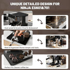 4-in-1 Coffee Maker Mat for Ninja Luxe Cafe Machine ES601 & ES701, Silicone Top Mat + Coffee Bar Mat + Espresso Tamping Mat + Tamping Base -Waterproof Bar Accessories