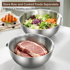 Gronivex Stainless Steel Mixing Bowls Set of 2 (4.2 & 5.3 Qt), Food Grade 304, Dishwasher Safe, Stackable Nesting Bowls for Baking, Salad Prep & Cooking