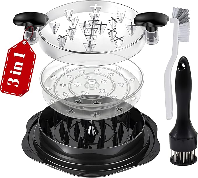Chicken Shredder Tool Twist Large 3 layer With Meat Tenderizer Tool & Brush,Manual Chicken Breast Grinder,10'' Pro Meat Shredder, BPA Free Anti-Slip Ergonomic Handle,Suitable For Beef &Vegetable