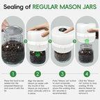 Mason Jar Vacuum Sealer Kit, Electric Sealer for Wide and Regular Mouth Mason Lids, Canning Vacuum Sealer Mason Jar, Automatic Vacuum Sealer Machine for Food Storage - White
